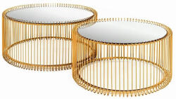 KARE Design Design Wire Réz Dohányzóasztal Szett Tükrös Üveglappal