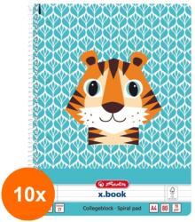 Pelikan Set 10 x Caiet A4, 80 File, Spirala Dictando, Cute Animals, Motiv Tigru (REH-10xHRZ-50039234)