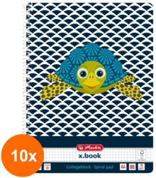 Pelikan Set 10 x Caiet A4, 80 File, Spirala, Matematica, Cute Animals, Motiv Testoasa (REH-10xHRZ-50039203)
