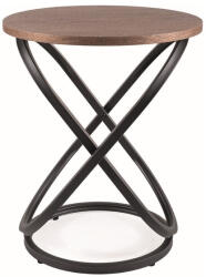 Signal Eos Kerek Diófa Kisasztal Fekete Fém Vázzal