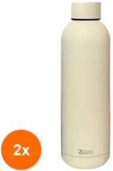 Zilan Set 2 x Termos Tip Sticla, din Inox, Capacitate 500 ml, Crem (LIZ-2xZLN-ZLN9839)