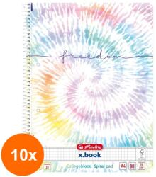 Pelikan Set 10 x Caiet A4 80 File, cu Spira, Matematica, Motiv New Batik Freedom (REH-10xHRZ-50044115)