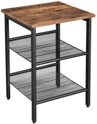 VASAGLE Ipari Kisasztal Állítható Hálós Polcokkal Rusztikus Barna-Fekete