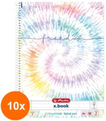 Pelikan Set 10 x Caiet A4 80 File, cu Spira, Dictando, Motiv New Batik Freedom (REH-10xHRZ-50044122)
