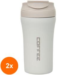 Zilan Set 2 x Termos cu Interior din Inox, Capacitate 400 ml, cu Pai, Alb (LIZ-2xZLN-ZTS8439)