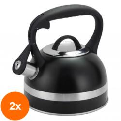 Floria Set 2 x Ceainic Inox cu Fluier, Capacitate 3 l, Negru (LIZ-2xZLN-ZLN1283)