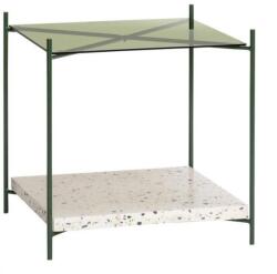 Hübsch Terrazzo Fém Keretes és Zöld Üveges Kisasztal