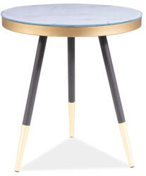 Signal Vega C Márvány Hatású Kerek Dohányzóasztal Fehér-Arany