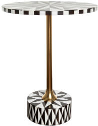 KARE Design Domero Star Geometrikus MDF Kisasztal Fehér-Fekete Arany