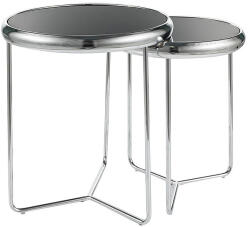 Signal Scarlet II Kerek Edzett Üveg Dohányzóasztal Szett Króm-Fekete