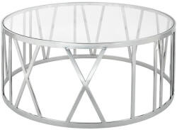 King Home Time Roman Dohányzóasztal Üveg Rozsdamentes Acél Tükörfényes Római Számlapos