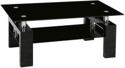Signal Lisa II Modern Edzett Üveg Dohányzóasztal Fekete Lakk