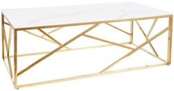 Signal Escada Luxus Márvány Dohányzóasztal Edzett Üveg Fehér Arany Geometrikus