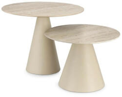 Bizzotto Hardy Kerámia Dohányzóasztal Szett Bézs Travertin Hatással