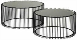 KARE Design Wire Fekete Üveglapos Drótvázas Dohányzóasztal Szett