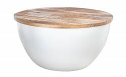 Invicta Industrial Storage Mangófa Dohányzóasztal Fehér Tárolóval 70cm