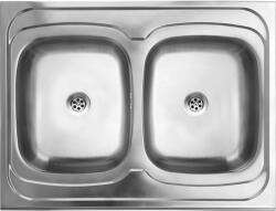Kuchinox Kuchinox, 2 rekeszes rozsdamentes mosogató 800x600x155 mm, szekrényre helyezhető, sima felület, acél, LAV-SK2_020T (LAV-SK2_020T)