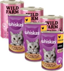 Whiskas WHISKAS Nedvestáp 1+ csirkemártással 3x400g + WILD FARM Pate csirkemártással 3x400g