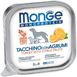 Monge Monoprotein Fruits Pate Alutálcás Kutyaeledel (Pulyka és Citrus) - 150 g