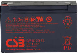 CSB-Battery 6V 12Ah GP6120 F2 zárt ólomsavas zselés akkumulátor (CSB-GP-6120-F2)