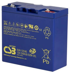 CSB-Battery 12V 25Ah EVH12240 6-DZM20 csavaros ciklikus elektromos kerékpár akkumulátor (12V-25Ah-CSB-EVH12240)