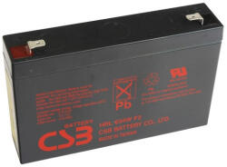 CSB-Battery 6V 9Ah HRL634W F2 Highrate / Longlife zárt ólomsavas zselés akkumulátor (CSB-HRL-634W-F2)