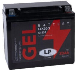 Landport GEL LTX20-3 12V 20Ah 310A GTX20-3 jobb+ gondozásmentes AGM (zselés) motor akkumulátor (Landport-51801-GTX20-3)