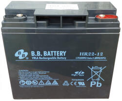 BB Battery B. B. Battery 12V 22Ah HR22-12 Highrate / Longlife zárt ólomsavas zselés akkumulátor (BB-Battery-HR22-12)