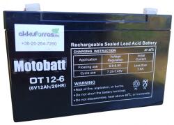 MotoBatt 6V 12Ah OT12-6 zárt ólomsavas zselés akkumulátor (MotoBatt-OT12-6)
