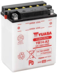 YUASA YB14-A2 12V 14Ah sav nélküli száraz motor akkumulátor (Yuasa-YB14-A2)