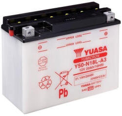 YUASA Y50-N18L-A3 12V 20Ah sav nélküli száraz motor akkumulátor (YUASA-Y50-N18L-A3)