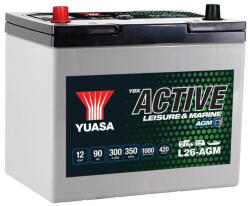 YUASA L26-90AGM 12V 90Ah 300A csónak hajó akkumulátor (YUASA-L26-90AGM)