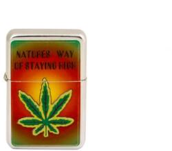 Angelo Angel Benzines öngyújtó króm - cannabis levél mintás és feliratos - 4 (A-245470-4)