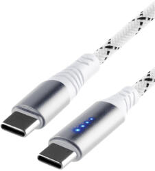 Somogyi Elektronic USBCC2M100L töltőkábel, USB-C / USB-C, 2 méter, 100W gyorstöltés, töltésjelző LED-sor, szőtt nylon burkolat - koronaphone