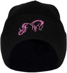 Bontis Lány sapka ló hímzéssel - Fekete / rózsaszín | unisex (P361-2)