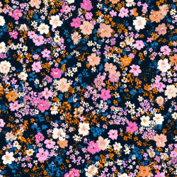 Takoy Prémium pamut NELA mini fekete virágok Trei