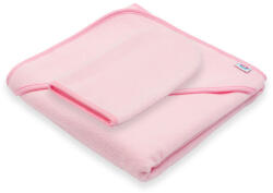 NEW BABY Gyermek frottír törölköző és kapucnival New Baby BASIC 80x80 rózsaszín - babamamakozpont