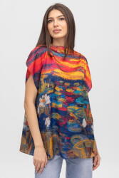 Shopika Summer Bluza de vara tip poncho din matase imprimata cu model inspirat dupa picturi celebre Talie unica