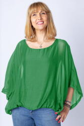 SHOPIKA Bluza verde din matase si vascoza cu maneca fluture Talie unica