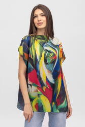Shopika Summer Bluza de vara tip poncho din matase cu imprimeu abstract Talie unica