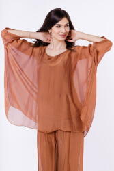 SHOPIKA Bluza din matase si vascoza in colturi, camel Talie unica