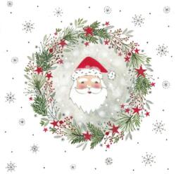PPD Karácsonyi mintás papírszalvéta 33x33cm, 20db-os Wreath & Santa