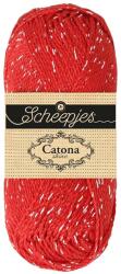 Scheepjes Catona Shine - 115 Hot Red - Ezüst - csillogós pamut fonal