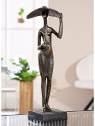  Gyönyörű bronz színű kalapos nőt ábrázoló szobor 33cm