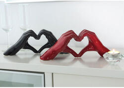  Gyönyörű kerámia szívet formázó kéz szobor bordó színben 31cm