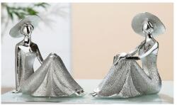  „Elegáns nők ezüst színű páros szobor - 17 cm