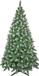 Hessa Brad Artificial Christmas New Verde cu Conuri Naturale si Varfuri Albe 220 cm (QC87-1)