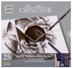 CRETACOLOR Black & White rajzkészlet, 25 db-os, fémdobozos