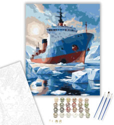 Jégtörő Hajó a Fagyos Tengeren - számfestő készlet - 40×50 cm (Keretre feszítve)