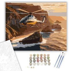 Számfestő Modern Helikopter a Naplemente Felett - számfestő készlet - 40×50 cm (Keretre feszítve) (crea7124-40X50-KF)